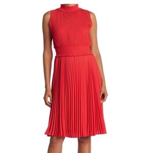 Nanette Lepore Crimson Red Pleated Ruched Lined Dress